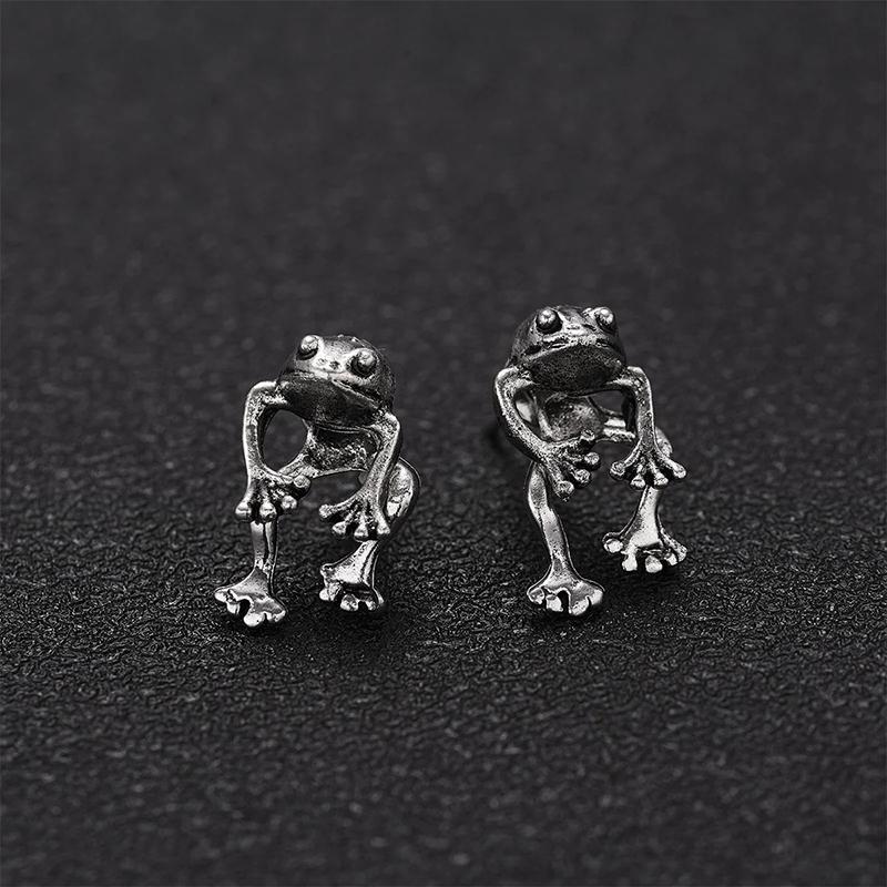Orecchini Punk Retro Argento Carini a Forma di Rana per Donna Orecchini Piercing Animali Divertenti Gotici per Ragazze Gioielli Moda per Feste Regali