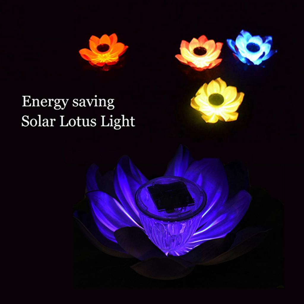 Solar Power LED Color Changing Flower Light Floating Flower Lamp Garden Pool Pond Light