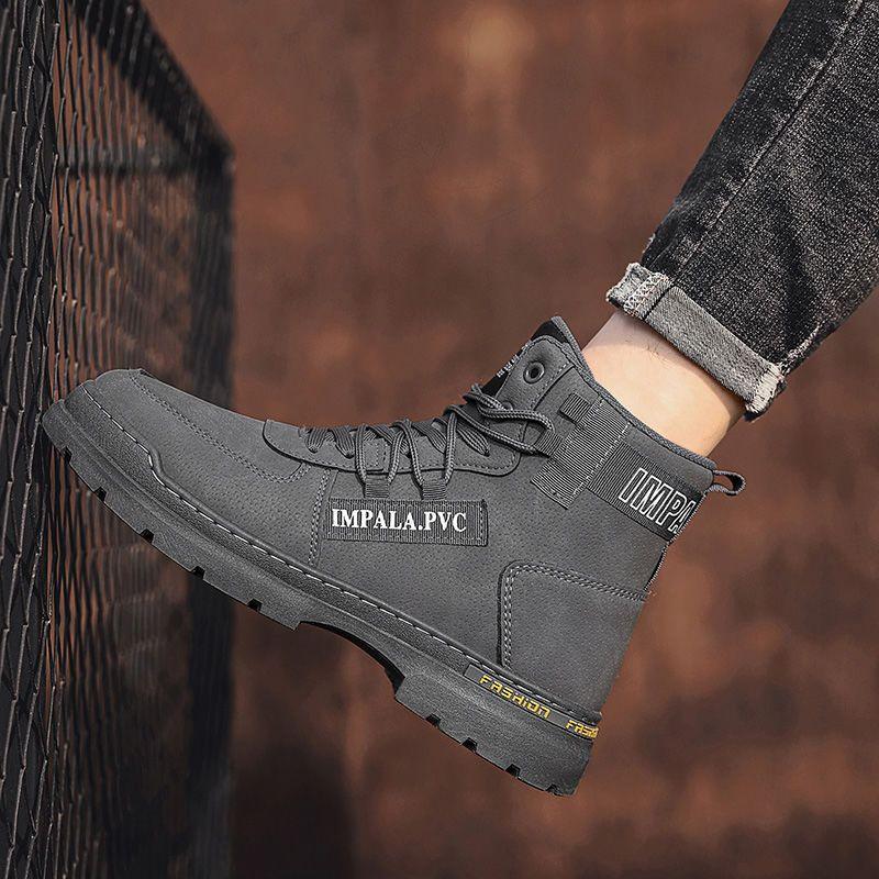 

High Top Men s Shoes 2026 Spring New Arrival Fashion Letter Laced Design Sports Leisure Anti Slip Durable Trendy Male Footwear 39