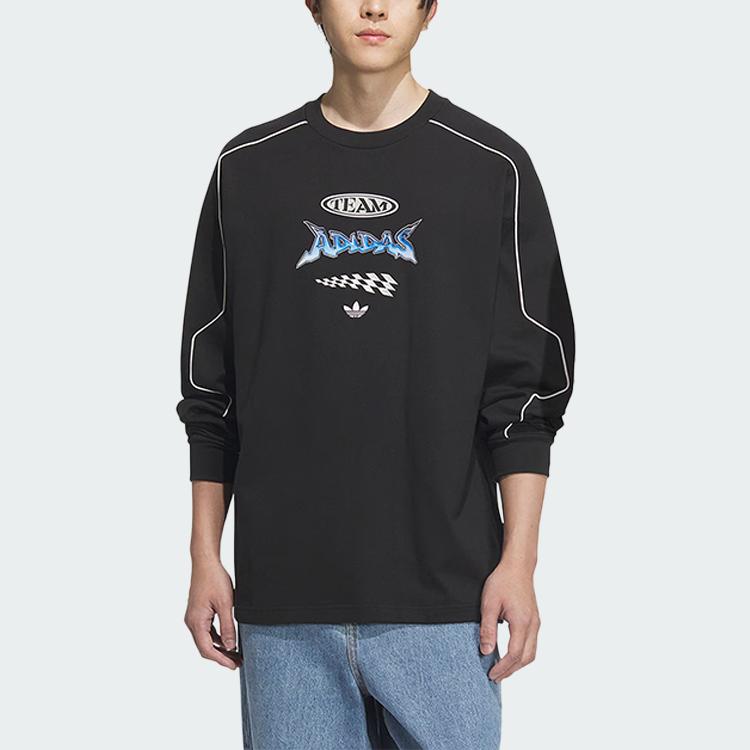 Adidas Originals Ss25 Rundhals Locker Geschnitten Langarm T-Shirt Unisex Oberteile Schwarz JM8037