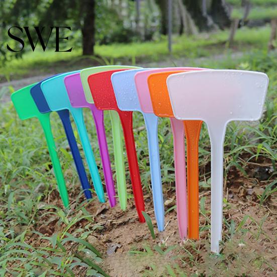 Plant Plaques 10Pcs/Set Labels Waterproof Insert Design Solid Color T-Shape Plastic Tags for Gardening