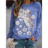 Dandelion Sweatshirt Cute Cat Flower 3D Printed Women's Casual Fashion Hooded Sweatshirt Long Sleeved Women's Pullover Top Women's Clothing