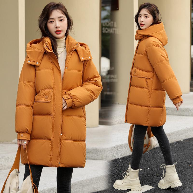 Down cotton jacket women's 2025 new mid-length fashion loose thickened mid-length winter cotton jacket jacket
