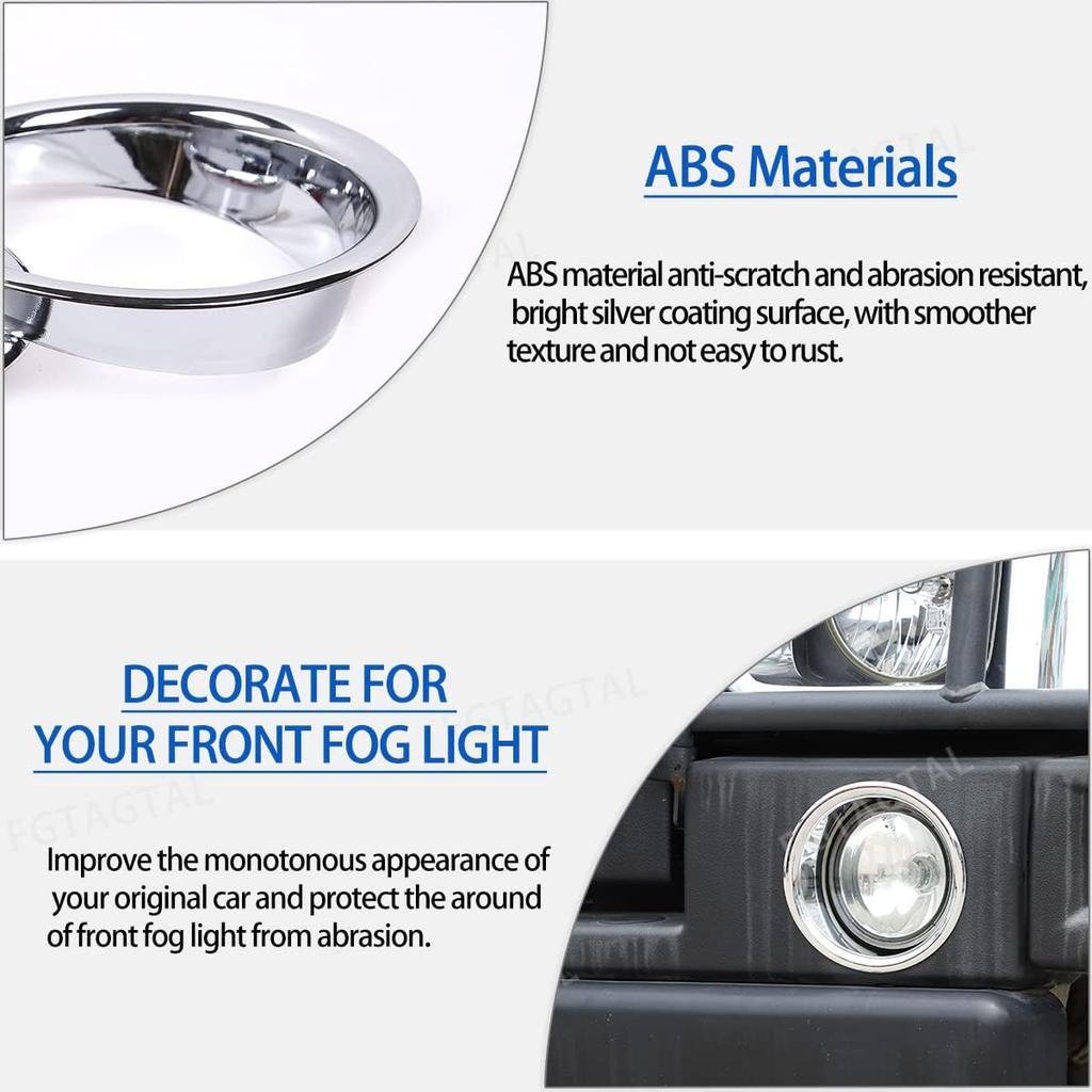 Front Bumper Driving Fog Light Ring Bezels Covers Trim Molding Fit for Hummer H2 2003-2009, ABS Front Fog Light Lamp Decoration Protector