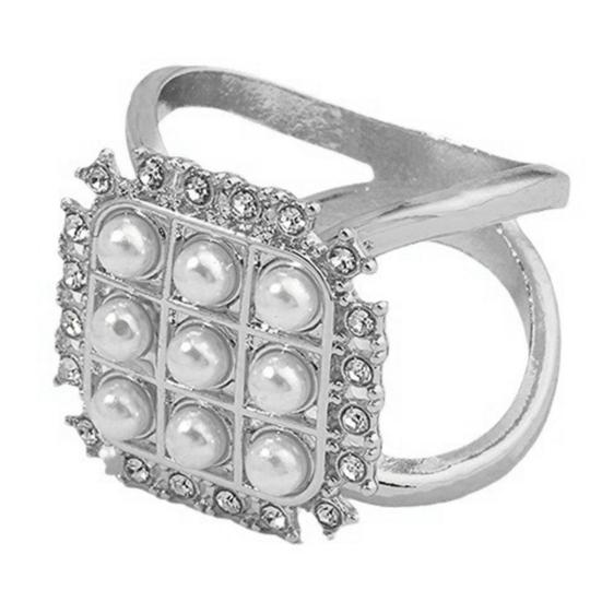 

Square Faux Pearl Scarf Ring Rhinestone T-shirt Tie Clip Shawl Silk Scarves Ring Wrap Holder Clasp Slide Buckle Women