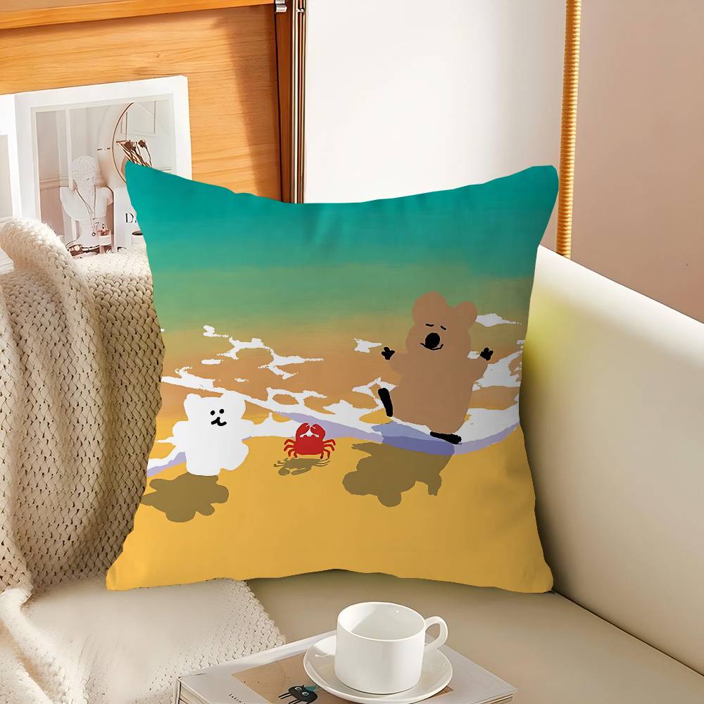 

D-Dinotaeng Quokka Pillowcase Toon Gift Cushion Cover Bedroom Home Sofa Chair Seat Decor Pillow Case 12x12Inch