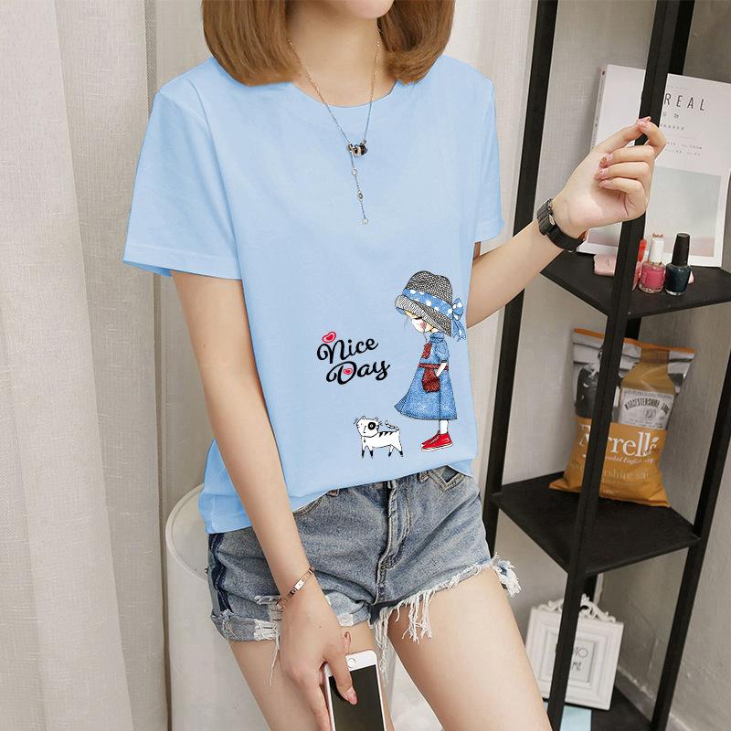 Women's short-sleeved t-shirt women's summer new Korean version cartoon student crew-neck bottoming shirt