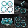 Turquoise Evil Eye Bead Bracelet Set Handmade Geometric Design For Men Gift