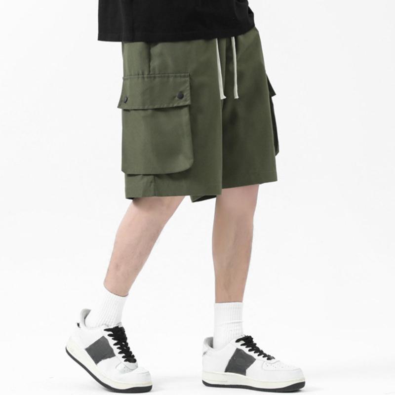Herren Sommer Dünne Schnelltrocknende Mehrfach-Taschen Einfarbig Werkzeug-Shorts Herren Japanische Locker Übergröße Fünf-Punkt-Hose