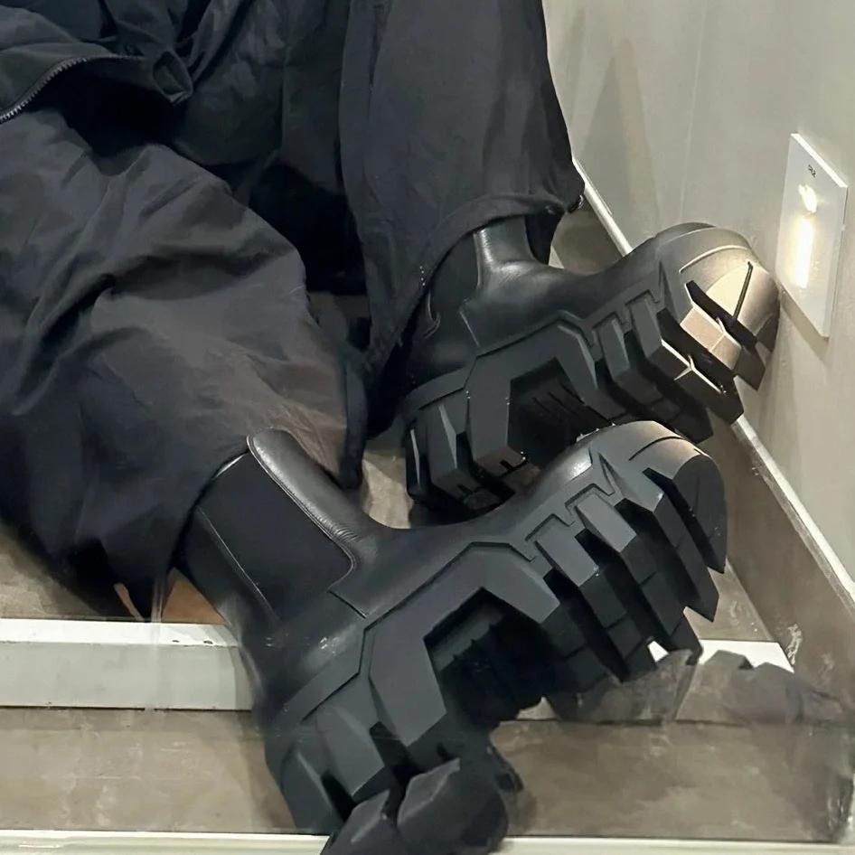 Trendy Chelsea Men's Boots High Top Male Punk Sle Leather Boots Man 8cm Heightened Digger Boots for Men