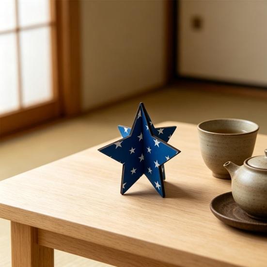 Enfeites de Estrelas de Madeira 3D Design Patriótico Estrelas e Listras Americanas Montagem Sem Ferramentas Enfeite para Decoração de Casa Escritório 4 de Julho