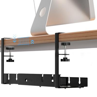Retractable Cable Management Rack Carbon Steel Power Strip Holder Adjustable Length Metal Cable Tray Under Desk