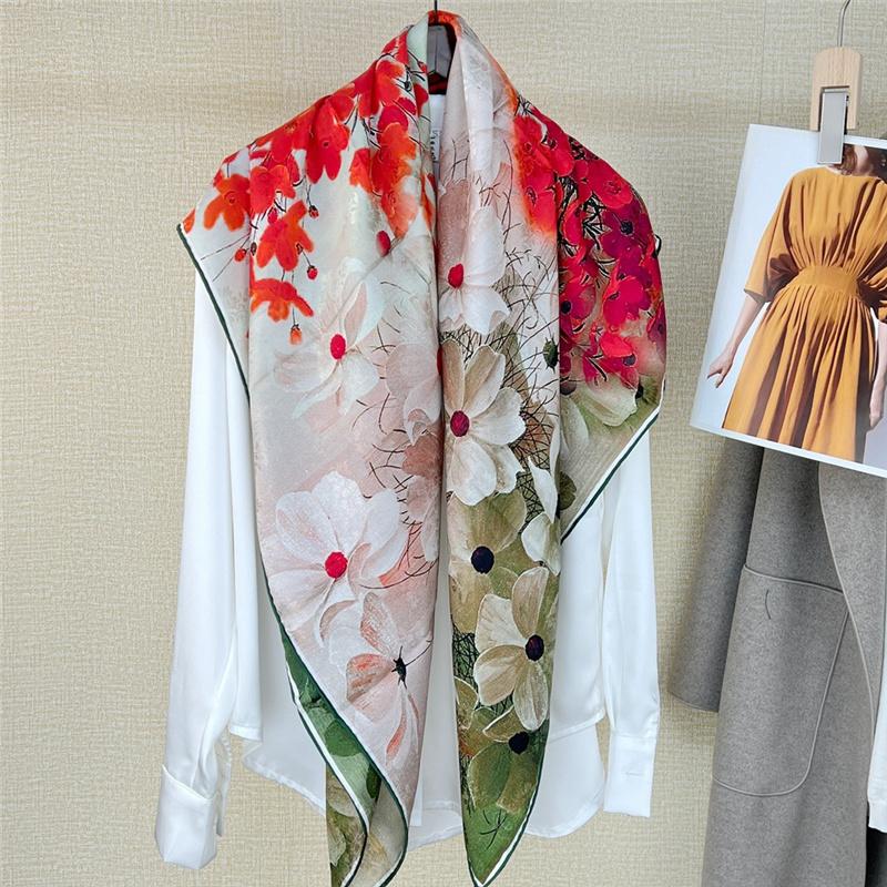 106*106cm 100% Maulbeerseide Hochwertiger doppelseitiger quadratischer Schal Schal Halstuch