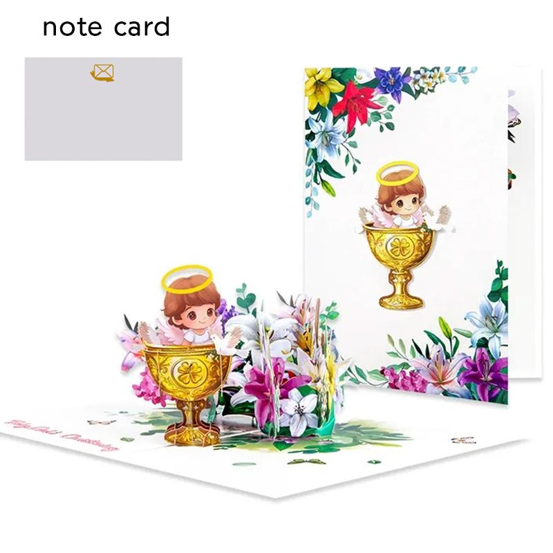 3D Pop Up Baptism Card Handmade Baby Christening Greeting Card Newborn Blessing Keepsake Baby Shower Gift Religious Card For God