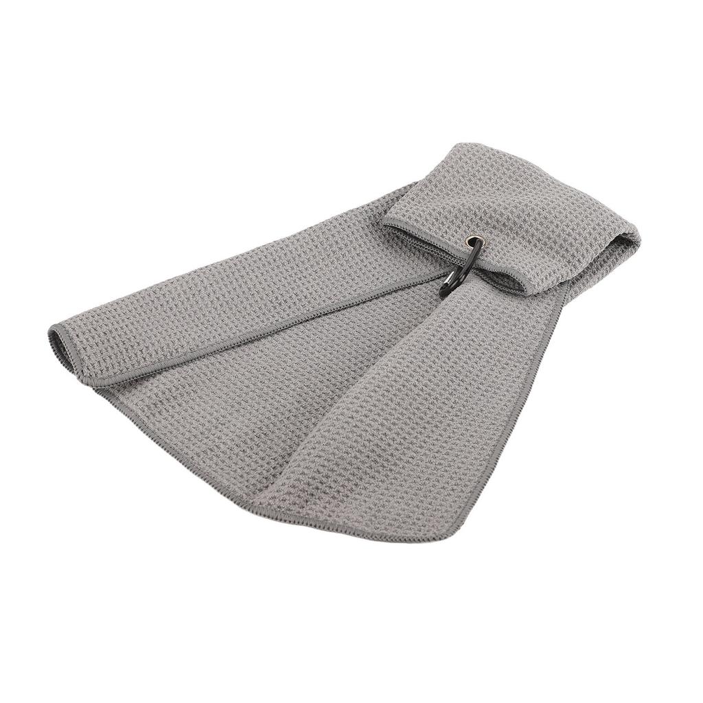 Microfiber Golf Towel Waffle Pattern Fitness Sweat Absorption Towels with Carabiner Clip for Exercise Sports Grey