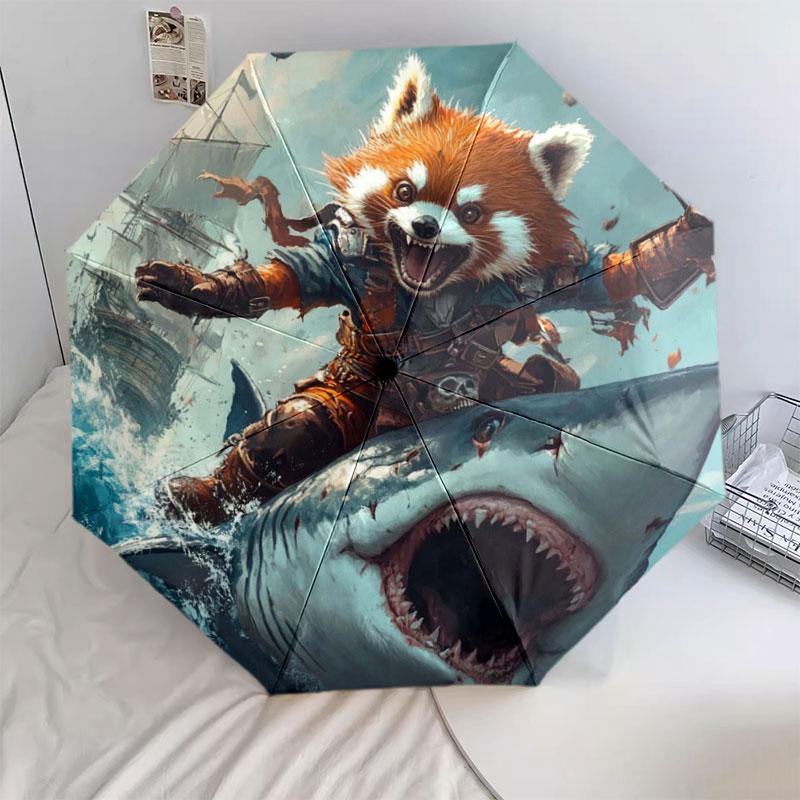 Зонт-трость с узором Красная Панда, Новый стиль, 1 шт., Автоматический складной зонт, Портативный дорожный зонт, Уличный зонт, Подарок на день рождения