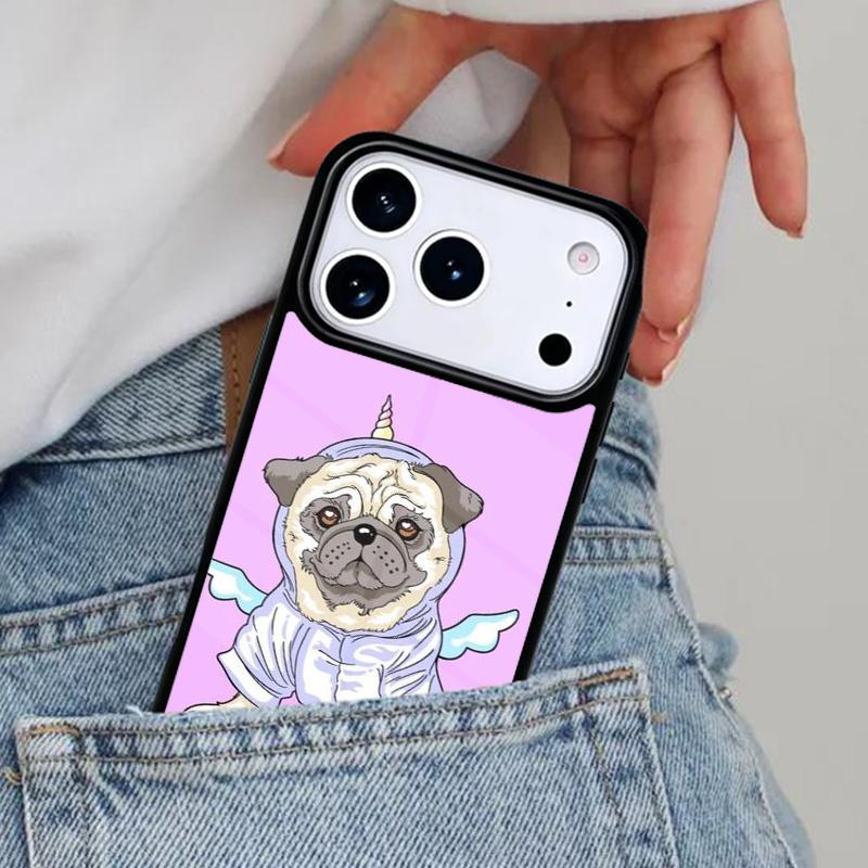 Angel Pug Phone Case for iPhone 16e 15 14 13 12 17 Pro Max Plus Air 17pro Cover Coque