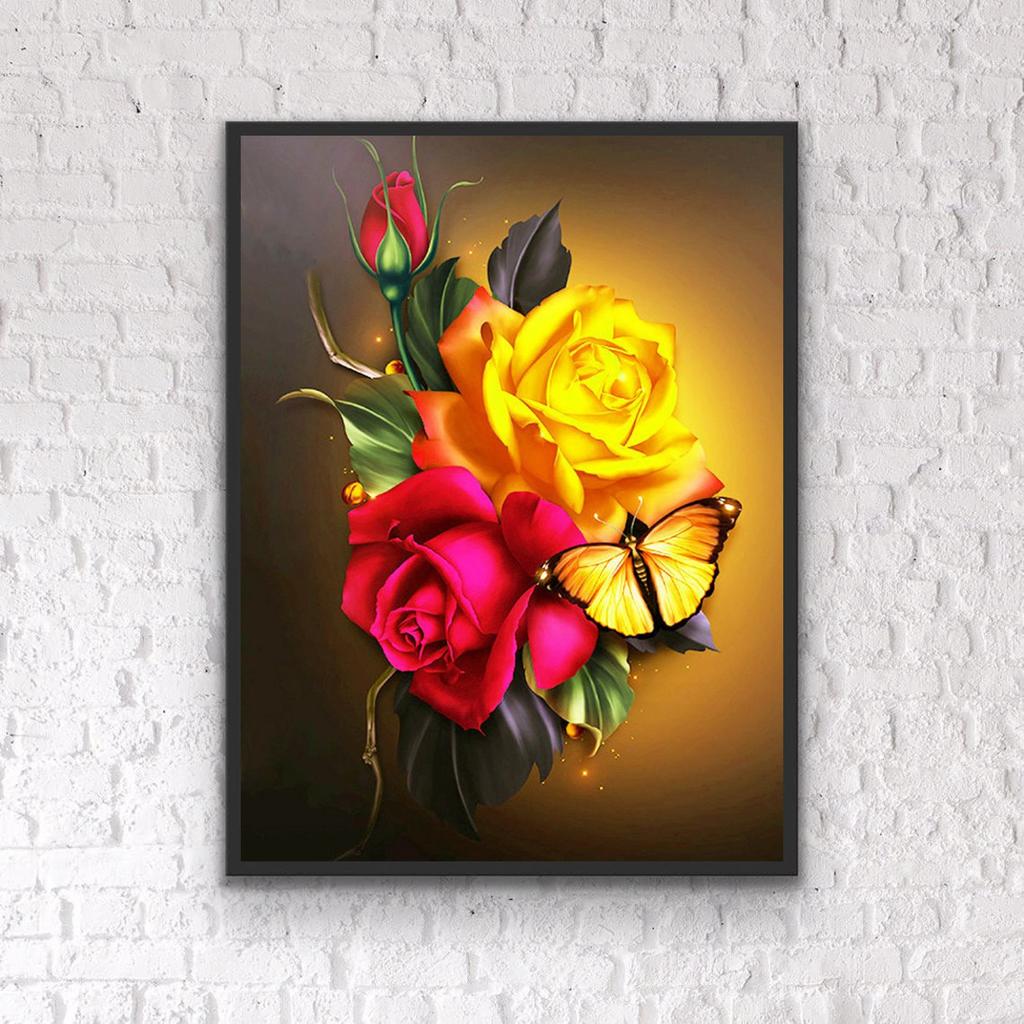 5d Diy Diamond Beautiful Painting Flowers And Butterflies Diamond Embroidery Cross Stitch Kit Full Rhinestone Mosaic Home Decor Gift