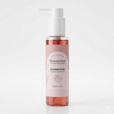 Rawssential Bloomin Rose Softening Face Wash for Acne - Prone Skin, Revitalising Rose Extracts, Hydrates & Soothes Skin, Enriched with Oils, Repair