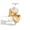 Yori 18K PVD Plated Stainless Steel Texture Geometric Cubic Zirconia Ring for Women Individualistic Sleek Metal Adjustable Jewel