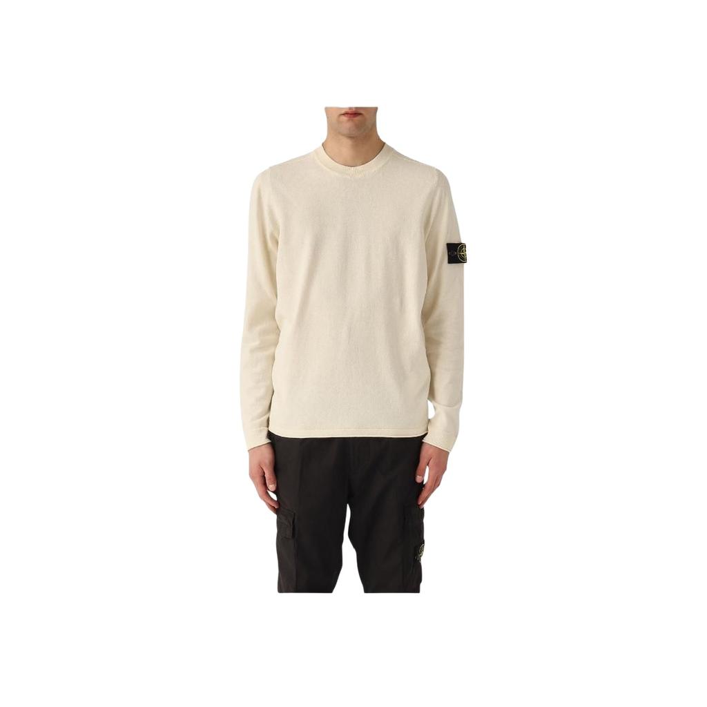 STONE ISLAND Ss25 Logo Crew Neck Long Sleeve Sweatshirt Men Sweatshirt Off-White K1S1551000-62S00B9-V0093