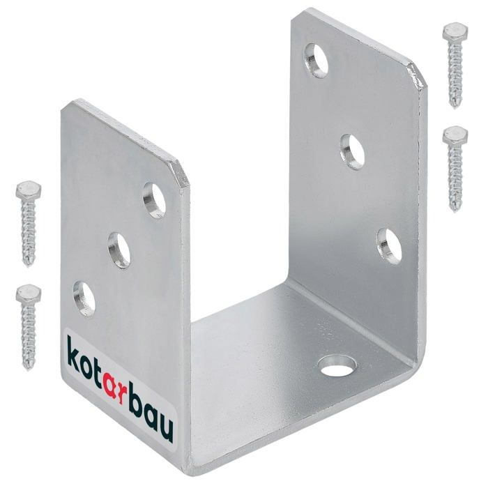 KOTARBAU® Base de Poteau U à Visser 80 mm Argent Galvanisé à Chaud La Solution Excellente pour Relier Différents Éléments