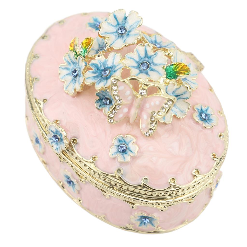 Hand Painted Trinket Box Enamel Vintage Jewelry Storage Box Metal Jewelry Organizer Decorative Rings Earrings Necklace