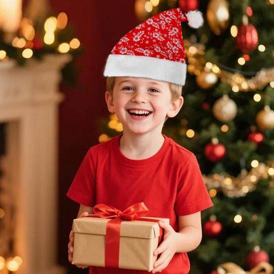 Pălărie de Crăciun pentru Adulți Copii Pălărie Moș Crăciun Model Floral Roșu Alb Pălărie de Crăciun pentru Crăciun Fericit Petrecere de Anul Nou Festival Costum Accesoriu