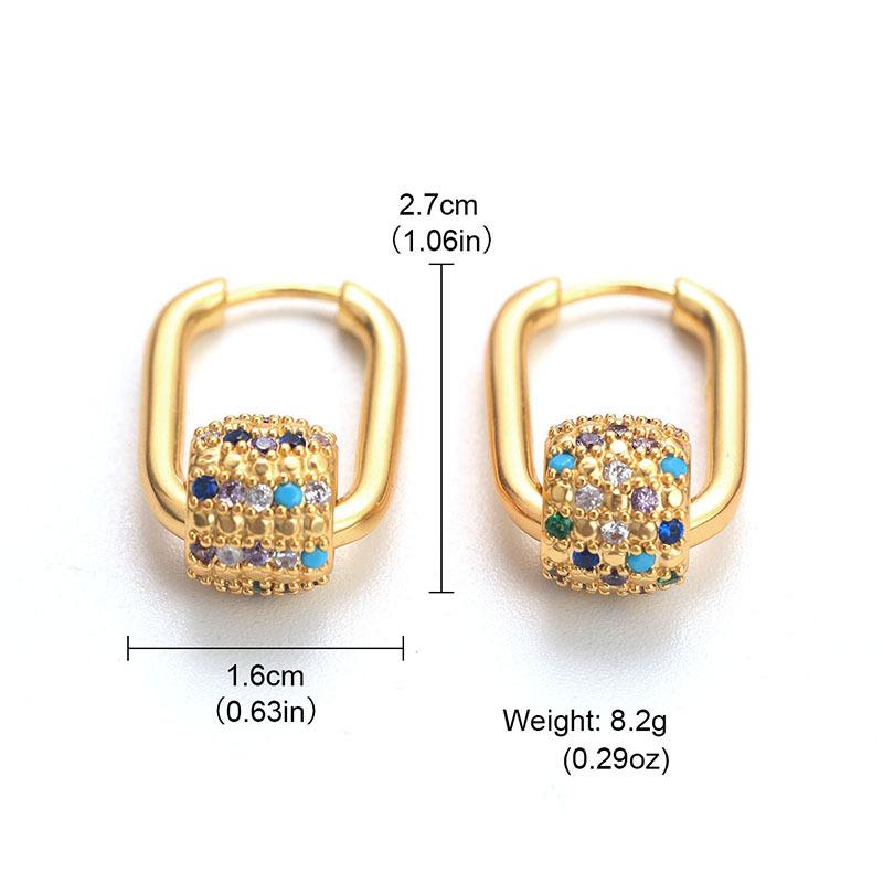 New versatile temperament ins earrings, colored diamonds, retro personalized ear buckles, exquisite and advanced sense, European and American simple