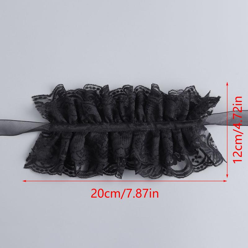 Elegant Lace Jabot Collar Detachable Hollow Design Wrist Cuffs Victorian Style Cosplay Accessory For Women Party Costume