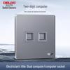 DELIXI 16A Wall Switch Socket for Air Conditioner & Computer, Household Panel, 86 Type, Starry Sky Gray.