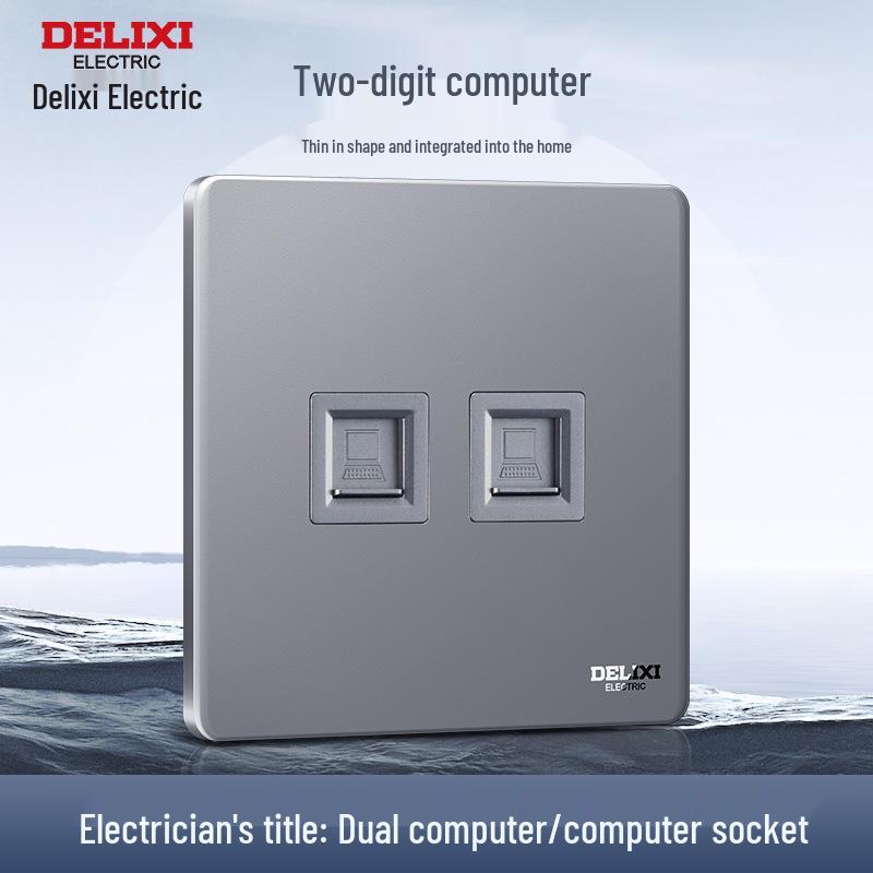 DELIXI 16A Wall Switch Socket for Air Conditioner & Computer, Household Panel, 86 Type, Starry Sky Gray.