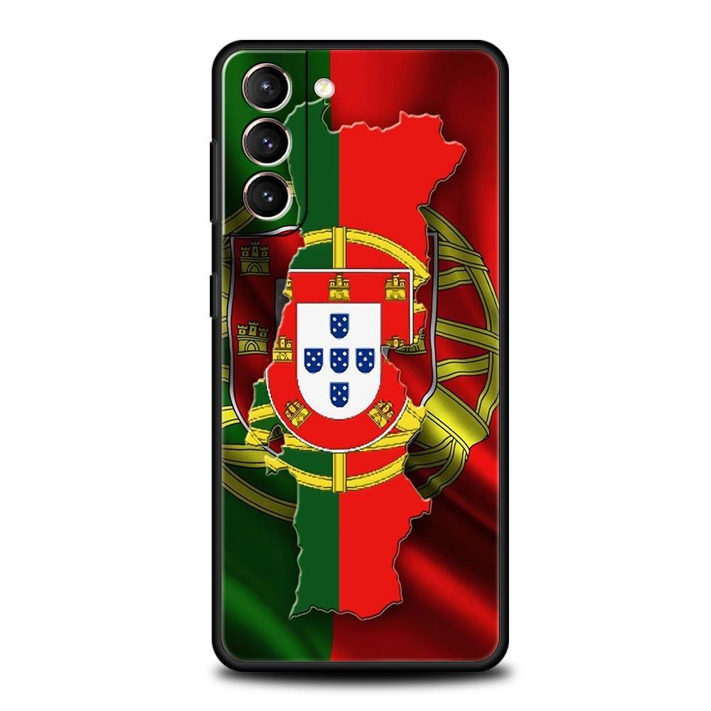 Portugal Phone Case For Samsung Galaxy S26 Ultra S25 Plus S24 FE S23 S22 5G S21 S20 Cover Black Soft