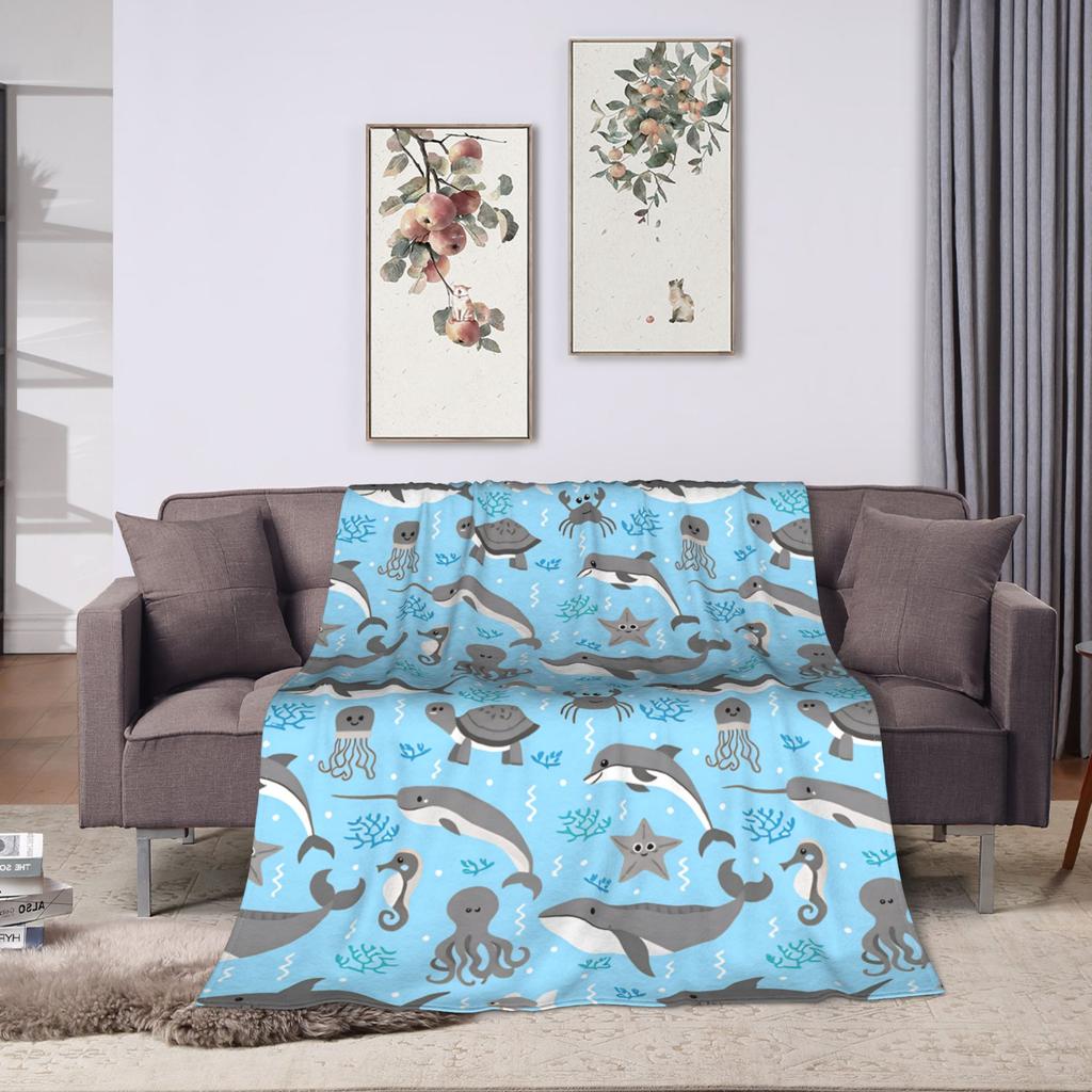 Cute Sharks Blankets Quality Warm  Throw Blanket Autumn Travel Office Couch Chair Sofa Bed Novelty Bedspread