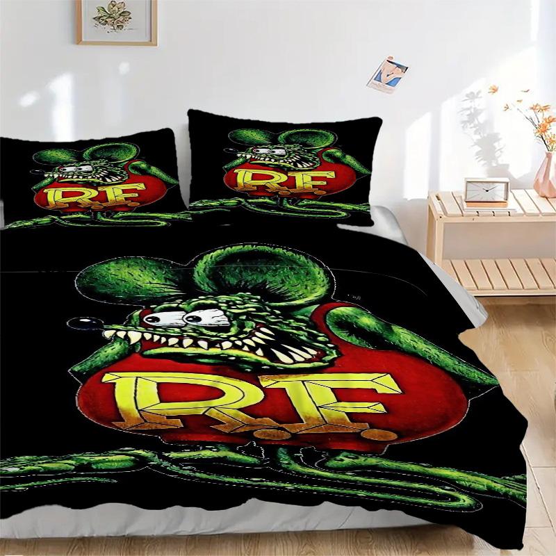 Rat Fink'S Fiery Ride Print 3Pcs Bedding Setduvet Cover With 2 Bedropillowcase Home Birthday Gift