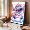Sweet Cool Pearl-Inlaid Stitch Frameless Art | Cloudy Dreamy Bg, Handmade 2D Pearl Craft, Shows Pink Outfit, Ideal for Y2K, Girly, Creamy Home Decor
