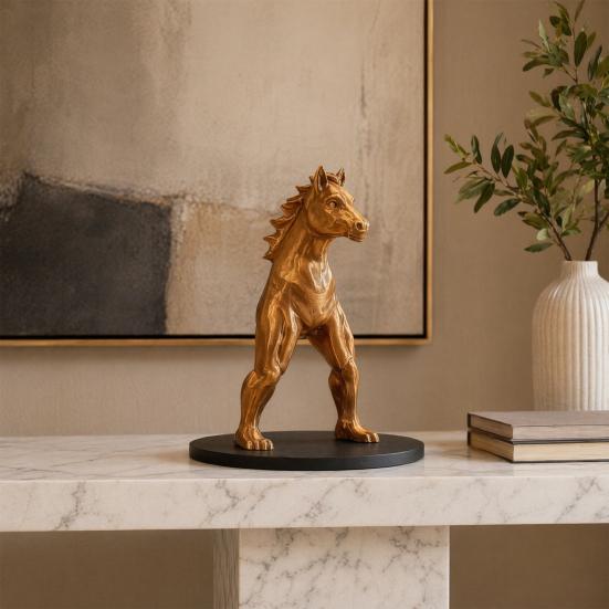Reverse Horse Man Statue Bronze Gold Finish Mythical Creature Figurine Horse Head Human