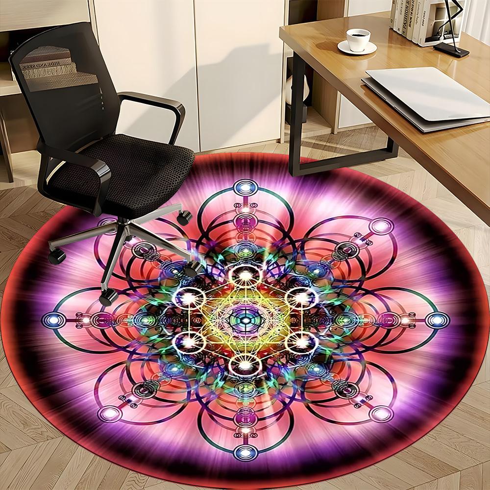 1PC Sacred Geometry Mandala Chair Carpet for Office Non-Slip, Lightweight, Machine Washable Rug for Office, Sleeping, Room - Holiday Decoryy25100910