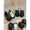 Black British Thick Heel Platform Small Leather Shoes 2025 New Autumn Skirt Heightening Soft Sole Loafer Single Shoes