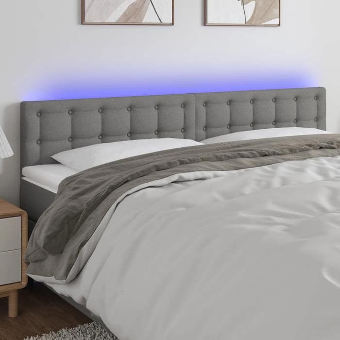 VidaXL Tête de Lit à LED Meuble de Chambre à Coucher Accessoire de Lit Double Tête de Cadre de Lit Intérieur Gris Foncé 3122053