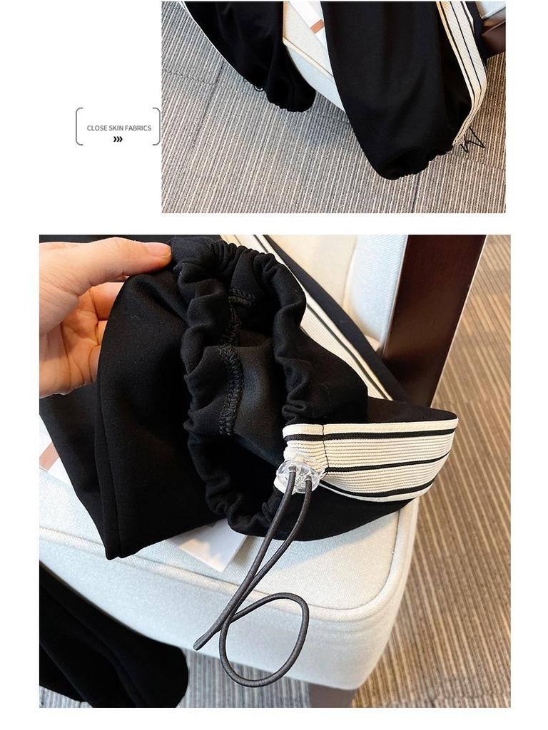 Plus Size Women's Spring Fashion Two-Piece Set: Stand-up Collar Top with Three-Stripe Workwear Pants