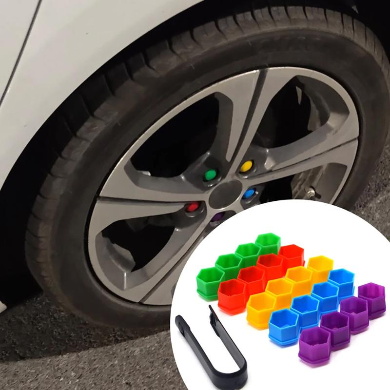 20 Stück/Set 17mm Auto-Radmutternkappen Schutzabdeckungen Kappen Rostschutz Auto-Radnabe Schraubenabdeckung Auto-Reifenmutternbolzen Außendekoration