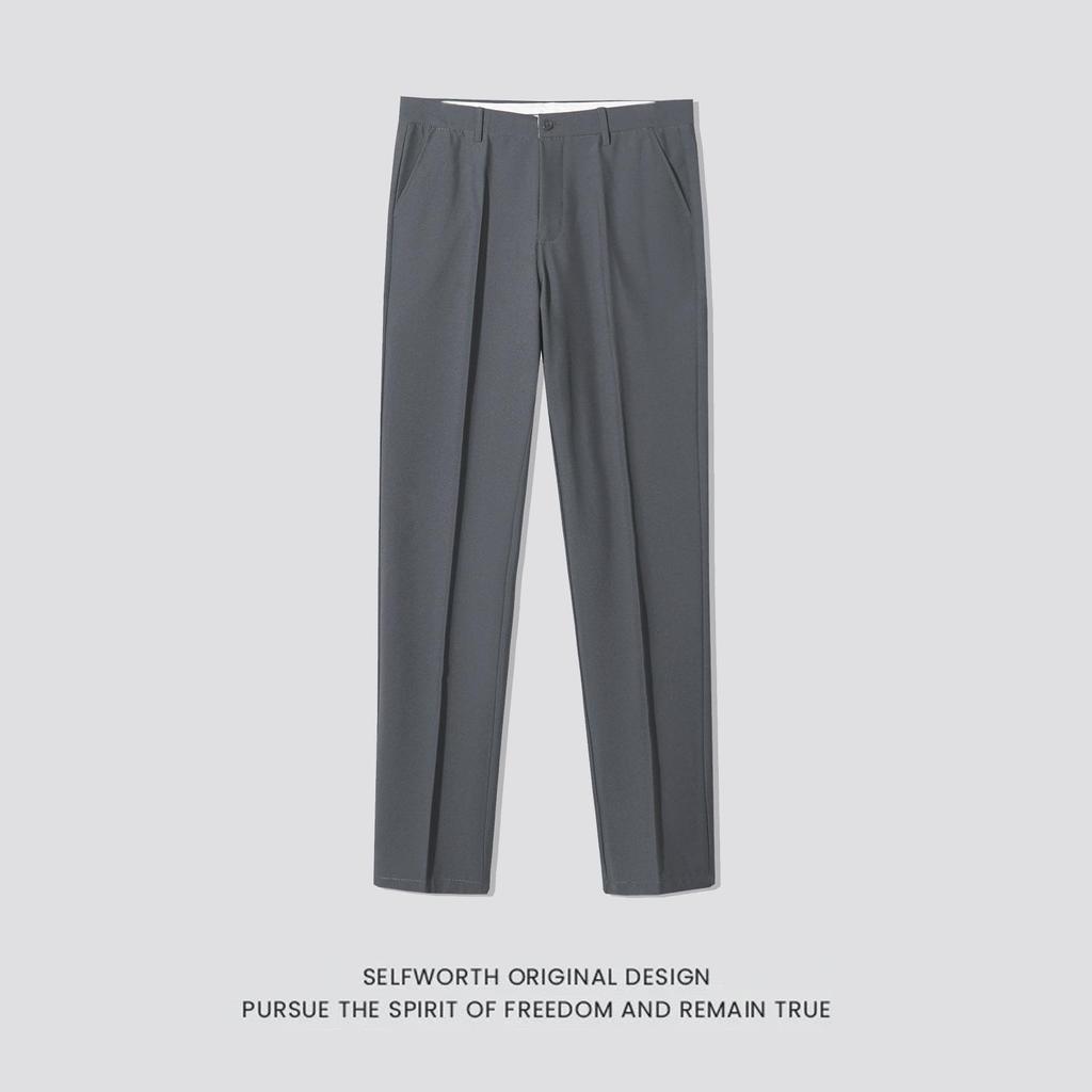 Men's Slim-Fit Tapered Trousers – Solid Color, Casual & Business-Ready