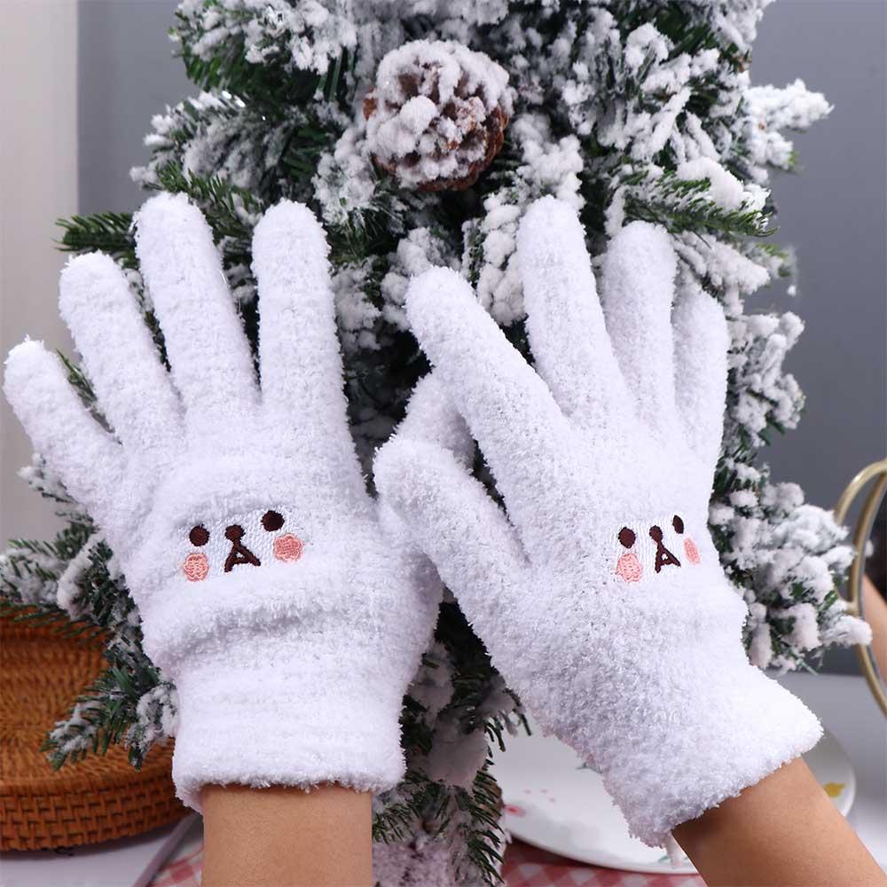 Knitted Gloves Plus Velvet Smile Female Gloves Full finger Gloves  Gloves Wool Mittens
