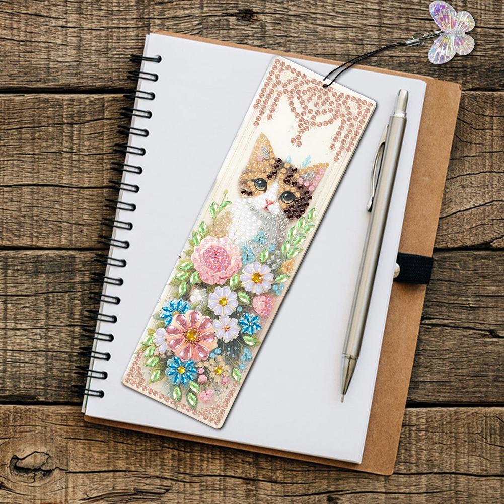 3Pcs Special Shape Rose Bouquet Diamond Painting Bookmark Making Kit Diamond Art Bookmark with Pendant for Kids Adults Beginners