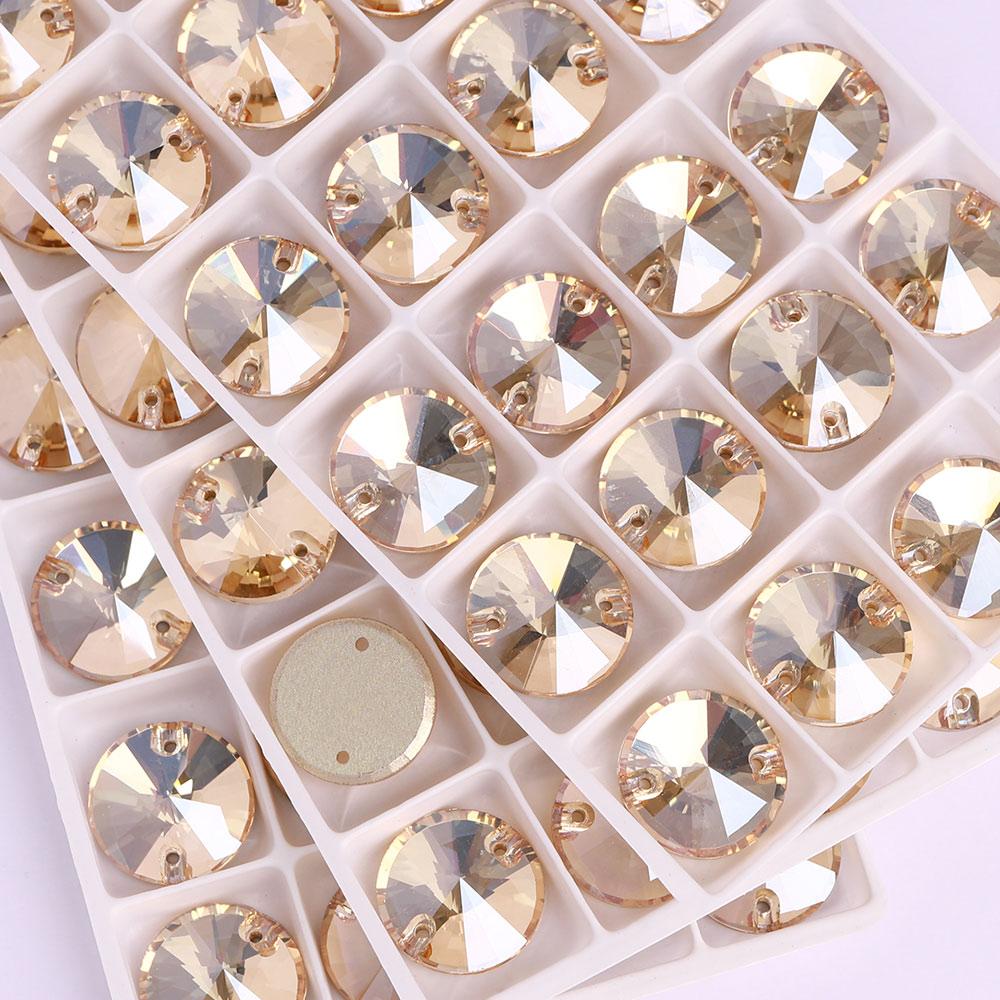 High Quality Rivoli 80+ Colors Rhinestones Crystal AB Sew-on Glass Gems Clothing Flatback Sewing Stones Women Bling Bling Shine