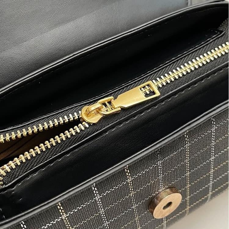 Plaid Splicing Flip Small Square Bag Women's Portable Messenger Bag
