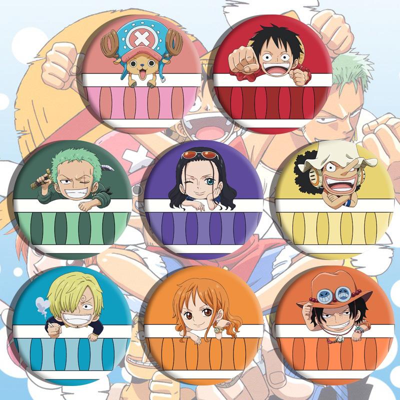 One Piece Anime Badge Luffy Zoro Laser Pin Round Tin Button Brooch  Merchandise Accessories For Fans Collection Gift