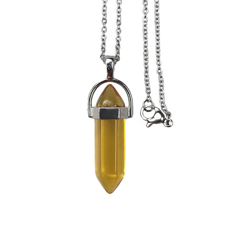 Colorful Crystal Hexagonal Necklace: Meditation Gem & Dowsing Pendulum Pendant
