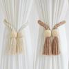 2Pcs Magnetic Wooden Tassel Window Curtain Curtain Holdbacks Bathroom Shower Curtain Accessories Home Decor Curtain Buckles